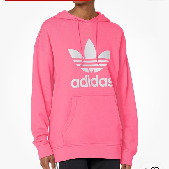 adidas Originals Women's Adicolor Trefoil Hoodie in Pink Size Medium - Picture 12 of 12